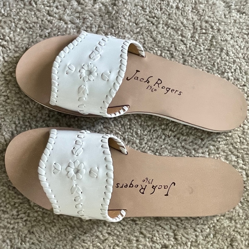 Jack Rogers White Slides